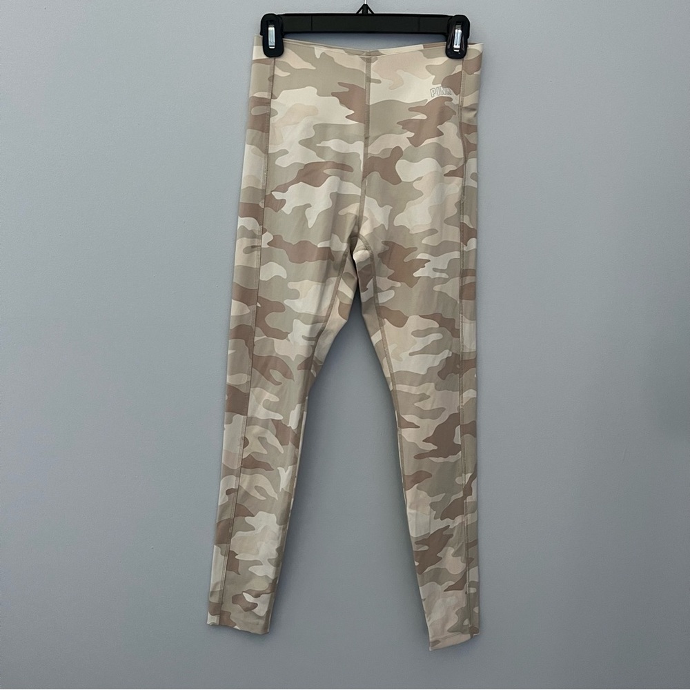 Pink Active Pants Womens Medium Beige Cream Camo Leggings High Rise Yoga Running